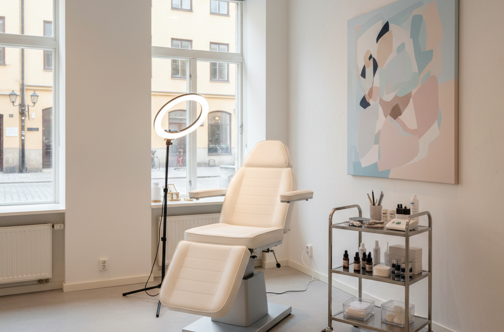Före och efter bild på en kvinna som har gjort en Powder Brows behandling i Stockholm för att få fylliga och definierade puderbryn.